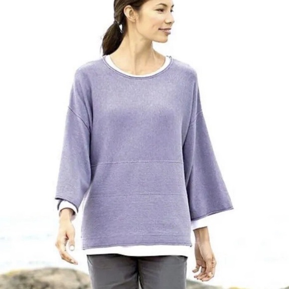 NWT Pure J.Jill Cashmere Blend Kimono Dolman Sweater Sky Blue XL Oversized - Picture 13 of 13